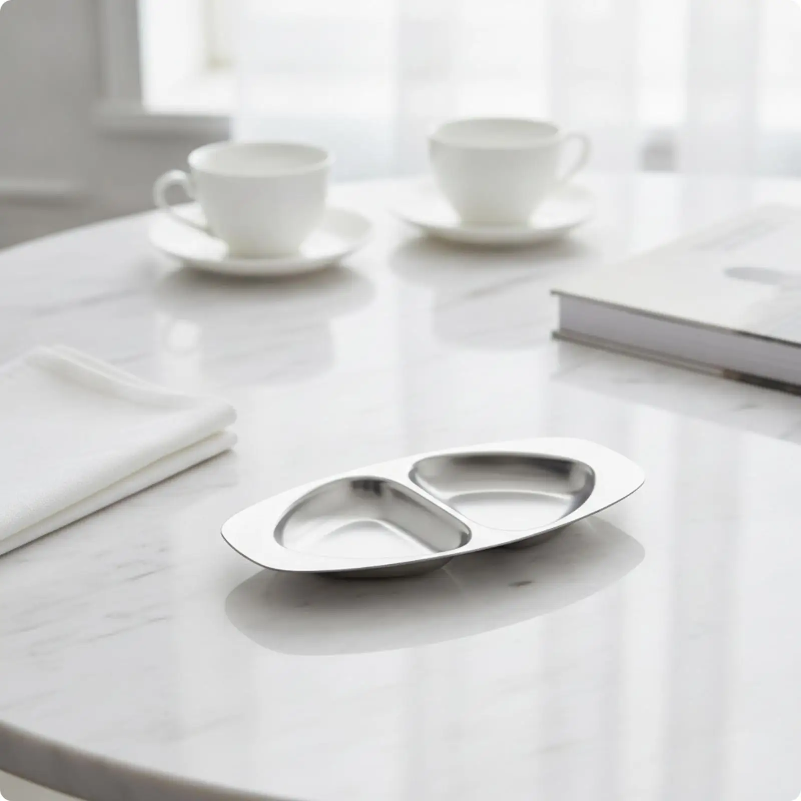 Decorative Silver Serving Tray Stainless Steel Platter for Table Center Buffet Food Display Catering Party Elegant Metal Ware