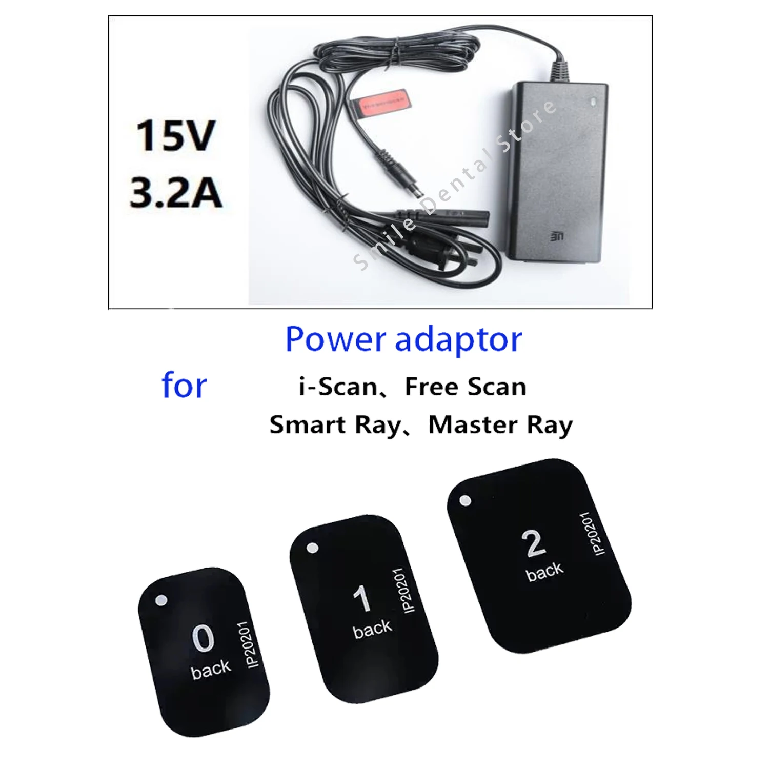 New Original Power Adaptor/Phosphor Plate Size 0 1 2 3 for Dental Woodpecker i-Scan Free Scan Scanner Smart Ray Master Ray Used