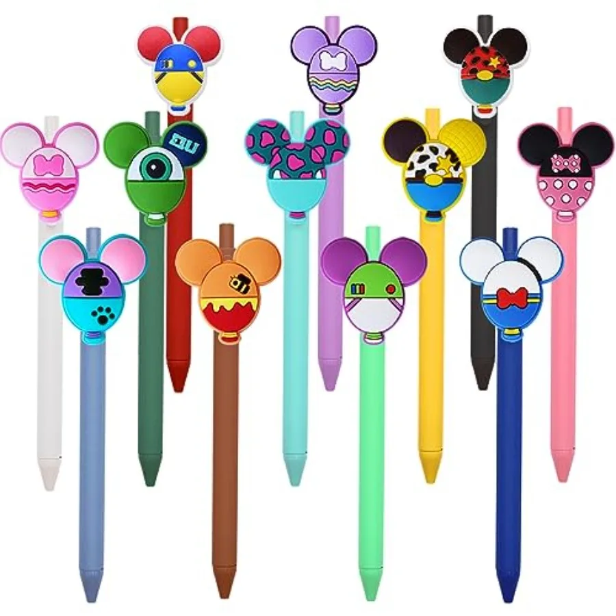 

12 Pcs Cute Mouse Head Character Ea Pens Multi Color Pencil Nootbook Sigture Office Desk Statiory Accessories for Student Teach