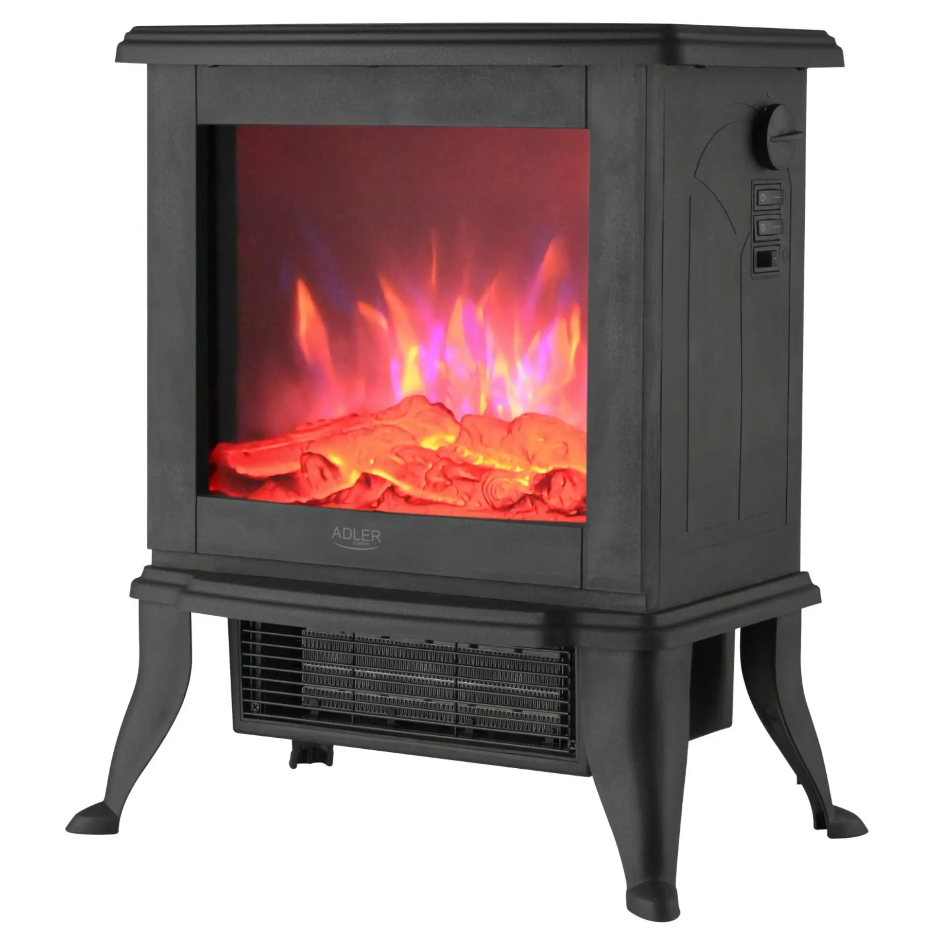 Chauffage électrique pour cheminée, ventilateur électrique, 2 puissances de chauffage, 2 niveaux de gonflage, thermostat de flamme 3D réglable