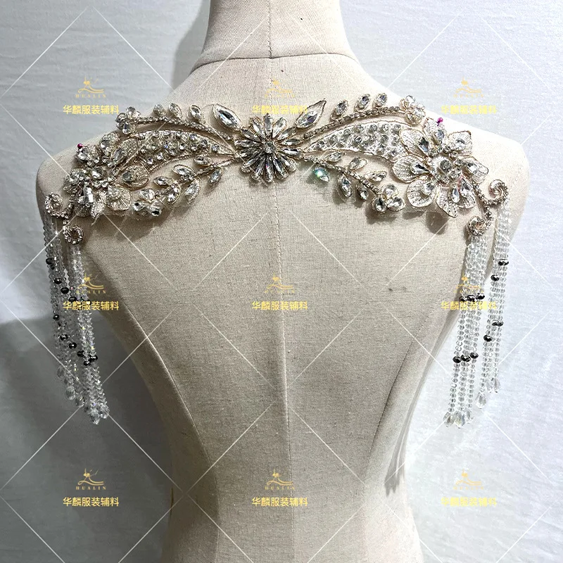 Hand Beaded Fringe Trim with Pendants DIY Embellishment for Dresses Bra Collars Patches Luxury Headscarves Accessories