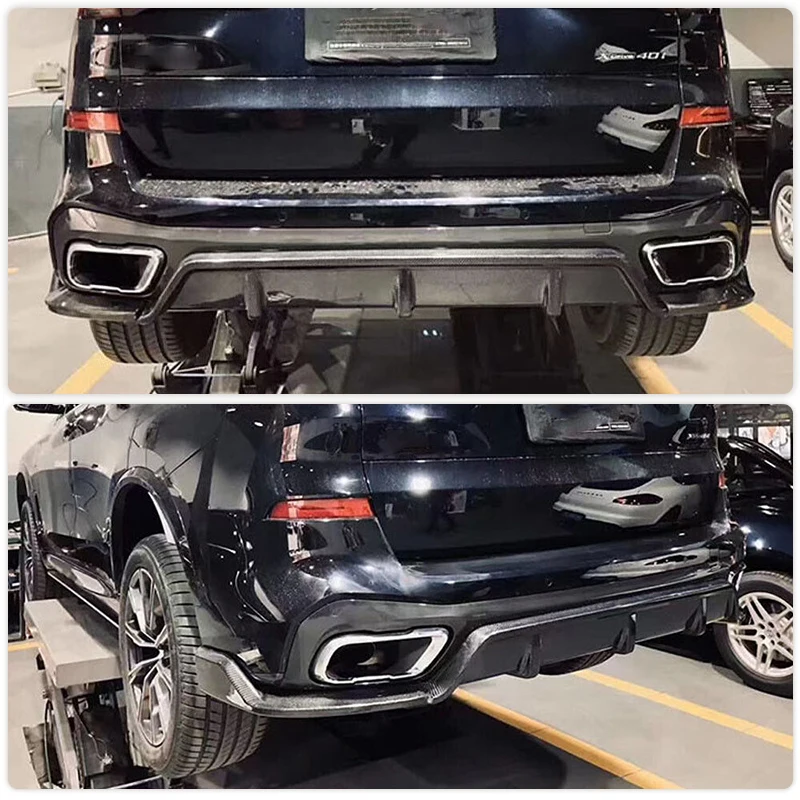 3PCS Car Rear Bumper Diffuser Lip Spoiler for BMW X5 G05 M Sport 2019 2020 Carbon Fiber Racing Rear Diffuser Body Kit