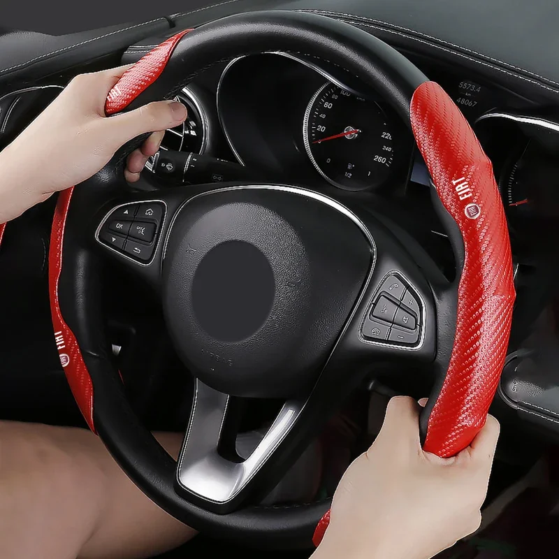 Auto-Lenkradbezug aus Kohlefaser, rutschfest, für Fiat 500 500L 500X 124 MobiPanda Tipo Sedici Centoventi Fiorino Qubo Toro