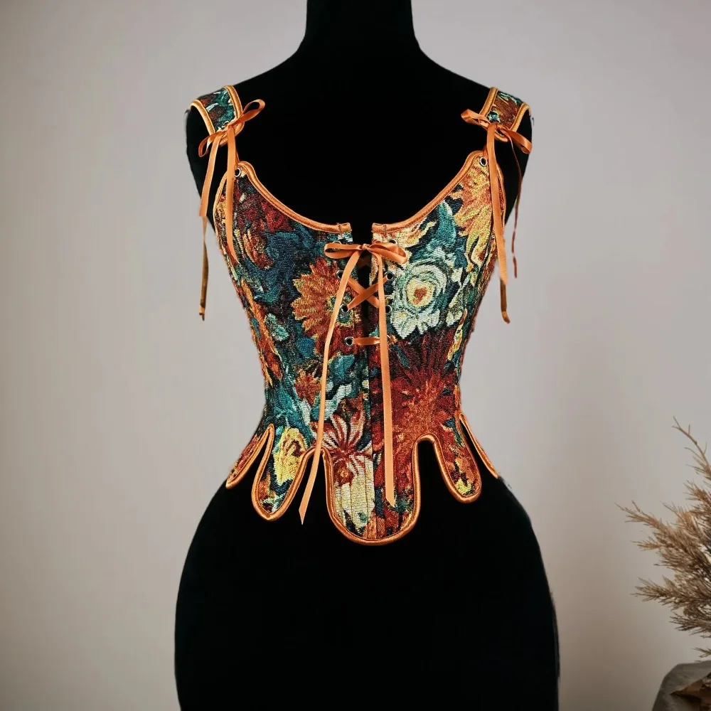 

Женский корсет во французском стиле, бюстье, средневековый корсет на шнуровке, корректирующий топ, жилет, женский костюм с тонкой талией, винтажные лифы