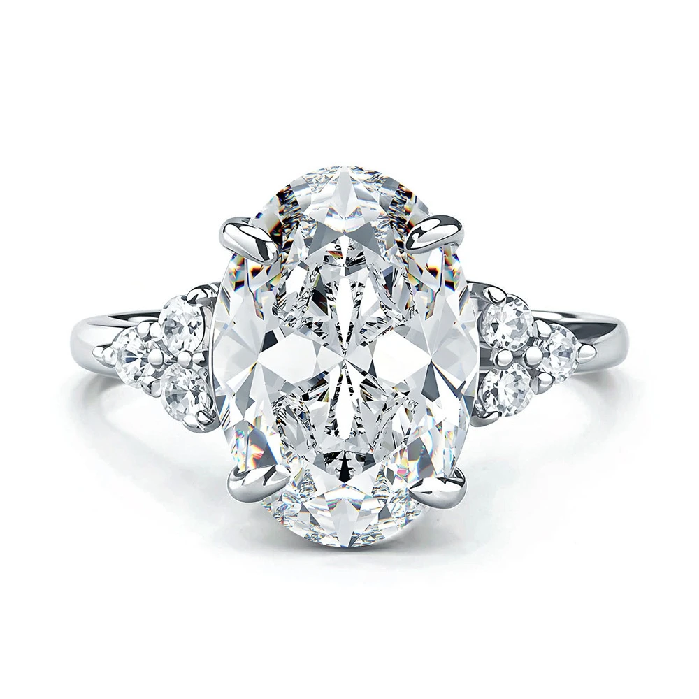 

D Color VVS1 4.5CT Moissanite Ring S925 Sterling Silver Zircon Wedding Rings for Woman Marry Anniversary Birthday Jewelry Gift