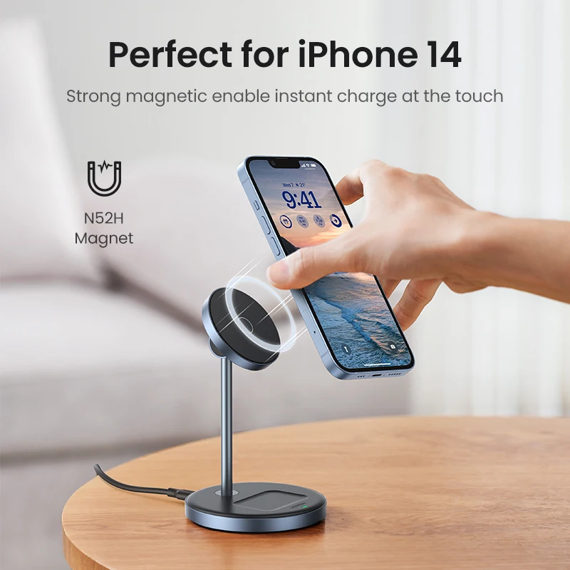 Supporto di ricarica Wireless magnetico UGREEN 20W Max Power supporto di ricarica 2 in 1 per iPhone 14 Pro Max/iPhone 13/caricabatterie rapido AirPods