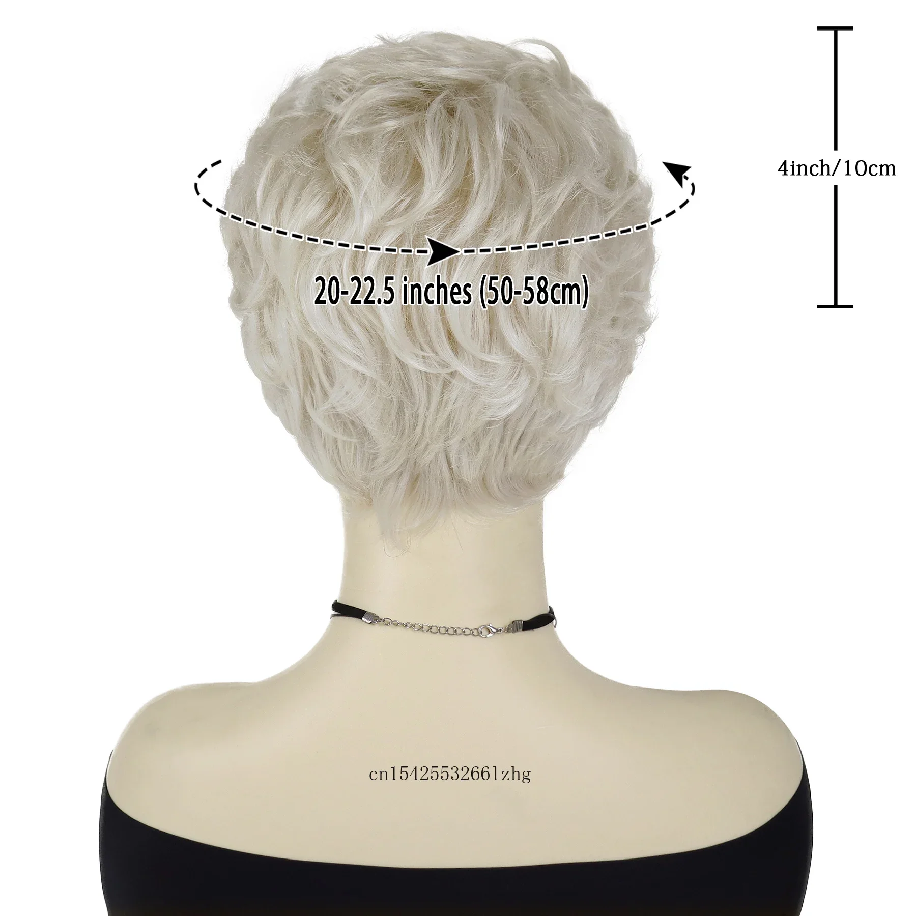 สังเคราะห์ผมตัดผมสั้นวิกผมหยิกกับ Bangs Platinum สีบลอนด์ Granny Wigs สําหรับผู้หญิงสีขาวเอเชียคอสเพลย์ฮาโลวีนเครื่องแต่งกาย