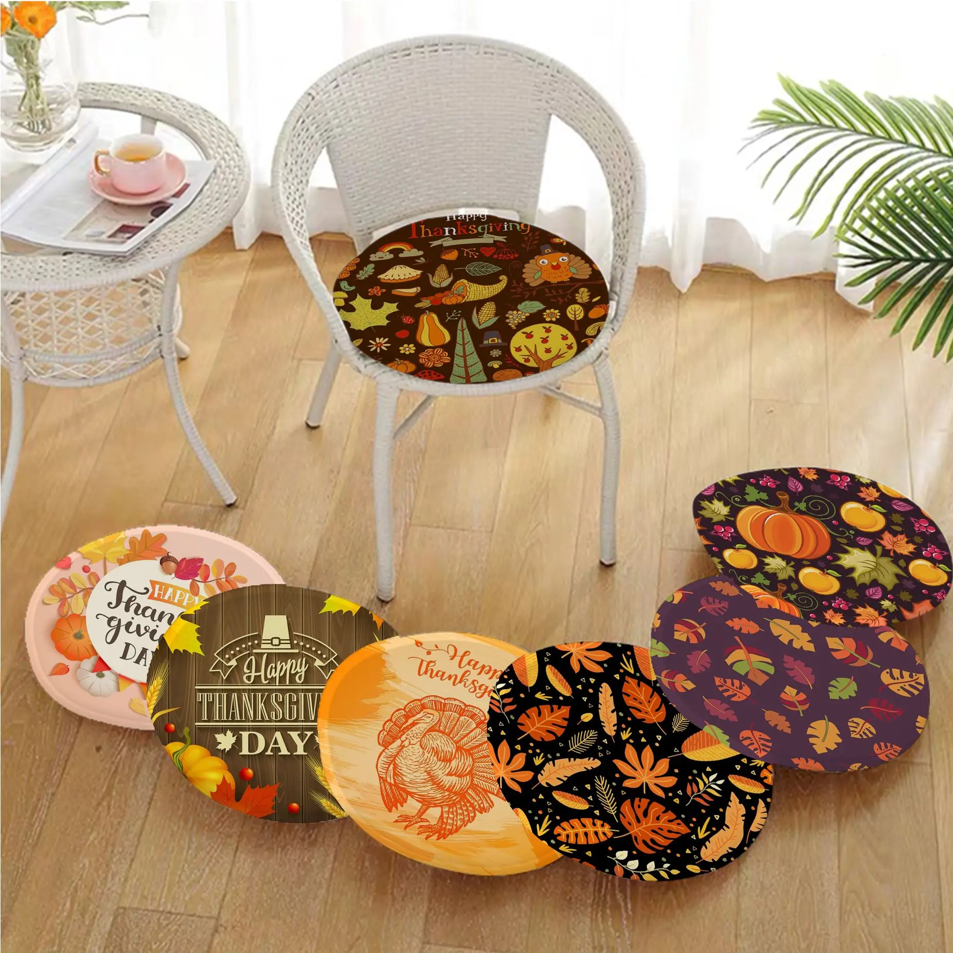 

Thanksgiving Day Square Stool Pad Patio Home Kitchen Office Chair Seat Cushion Pads Sofa Seat 40x40cm Outdoor Garden Cushions