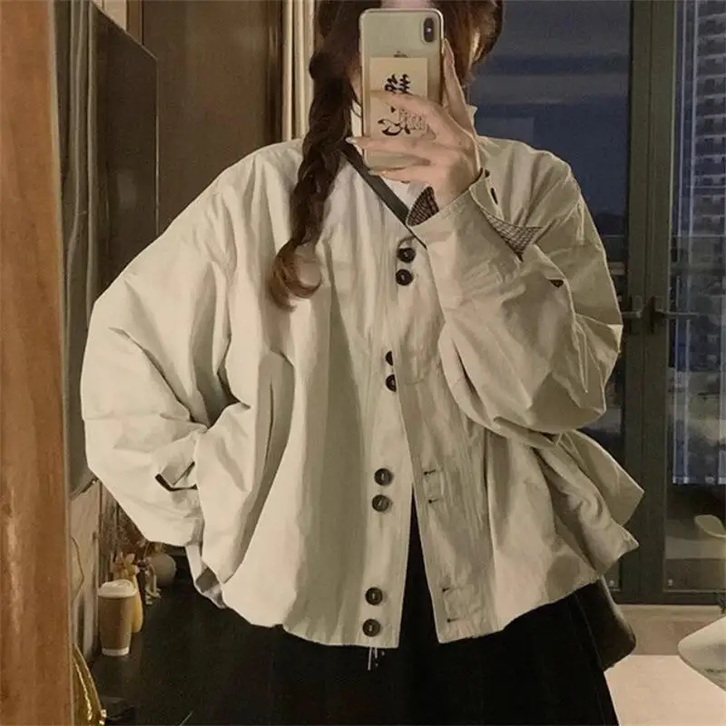 

Hot 2026 Spring New Women Clothing Style Lazy Unique Short Windbreaker Jacket Loose Fashion Temperament Versatile Jacket Tops