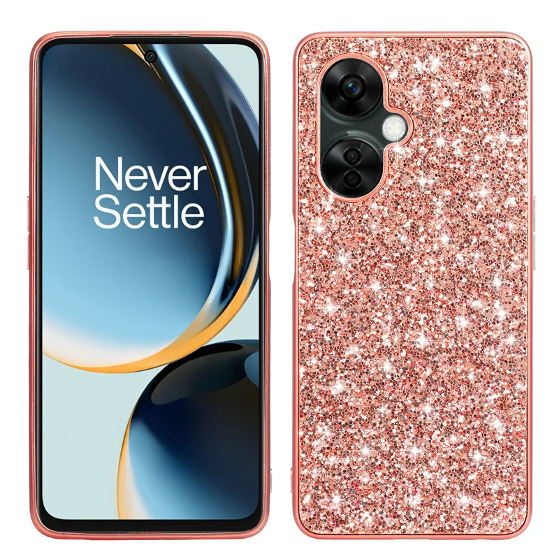 For OnePlus Nord CE 3 Lite Case Bling Glitter Sequins Soft Silicone Phone Case For One Plus Nord CE3 Lite 5G Hard PC Back Cover