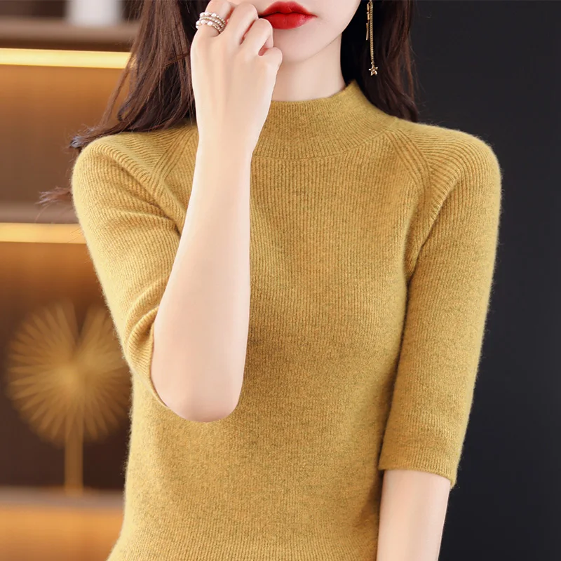 New 2022 Cashmere Sweater Women Short Sleeve Pullover Women sweater Short Sleeve Slim Version Knitted Tops