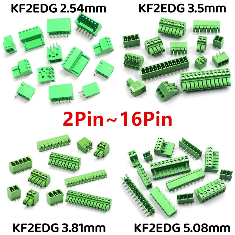PCB Screw Terminal Block Connector 2.54mm 3.5mm 3.81mm 5.08mm 2Pin-16Pin Male Female Socket Pin Header Wire 15EDG KF2EDG