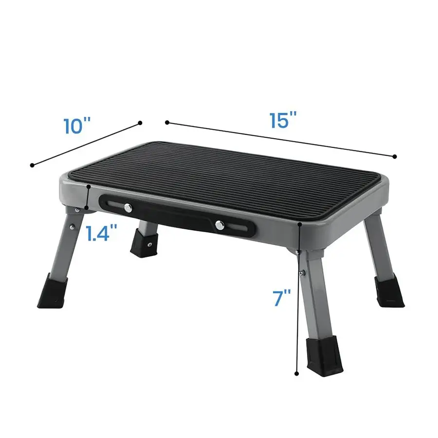 1Step 330lbs Capacity Folding Metal Step Stool, Portable Step Ladder, NonSlip, Sturdy