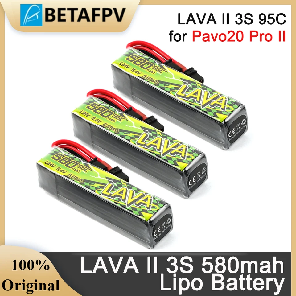 BETAFPV LAVA II 3S Battery 580mAh 95C 11.4V LiHV Battery for