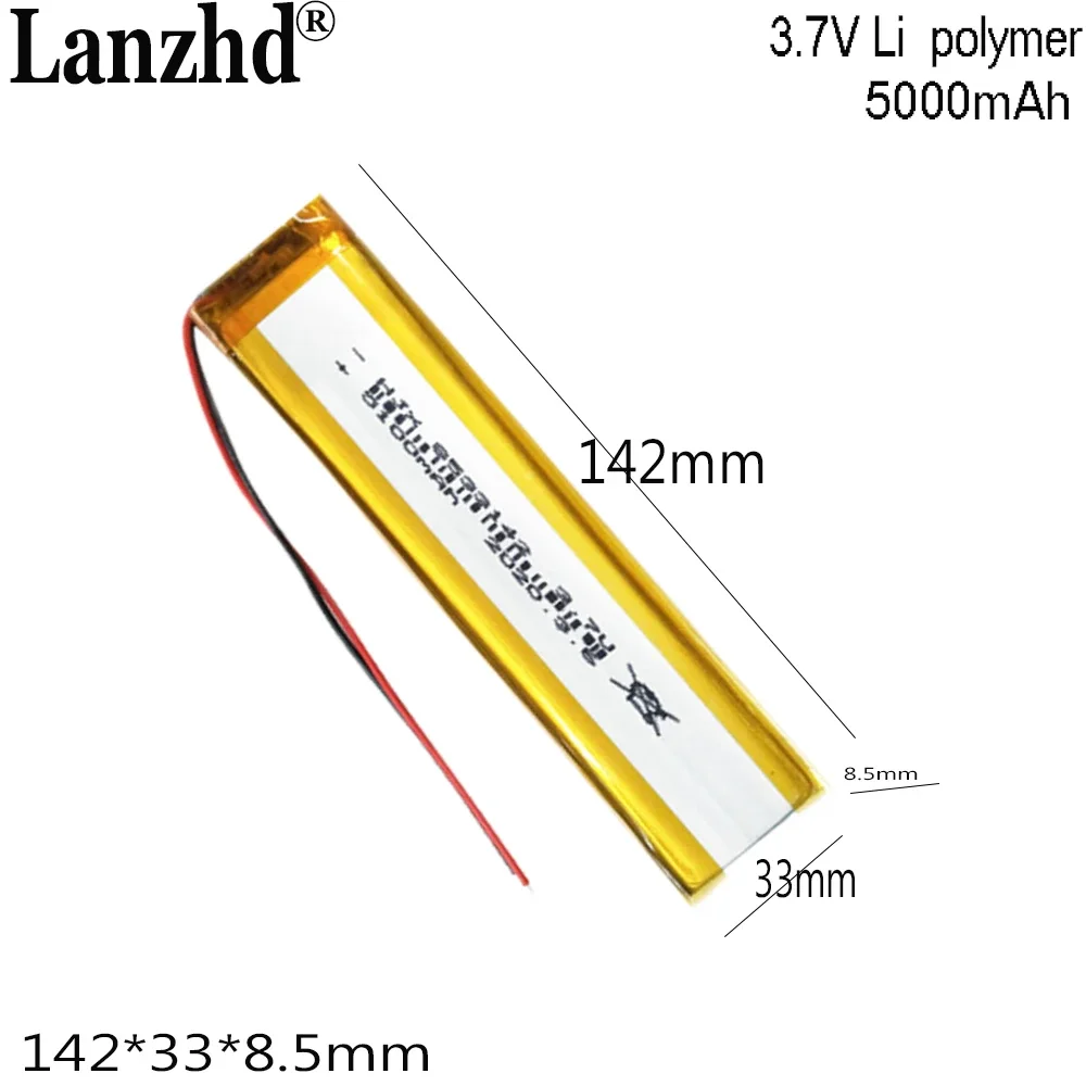 1-10pcs 3.7V lithium battery 8533142 For LED tube  strip light emitting device charging cell 5000mAh