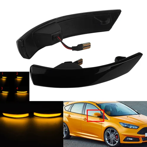 ANGRONG-Indicador de espejo retrovisor LED dinámico, luz de señal de giro, apto para Ford Focus MK 2 3 2008-2017 y Mondeo MK4 Facelift 2010-2014