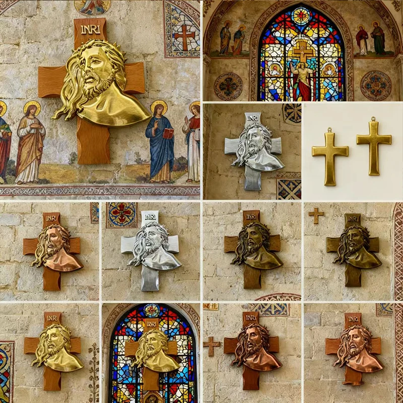 

Новый набор из четырех декоративных настенных панно 2026 года: высококачественные православные и католические кресты, религиозные артефакты, металлические рельефы с изображением Иисуса