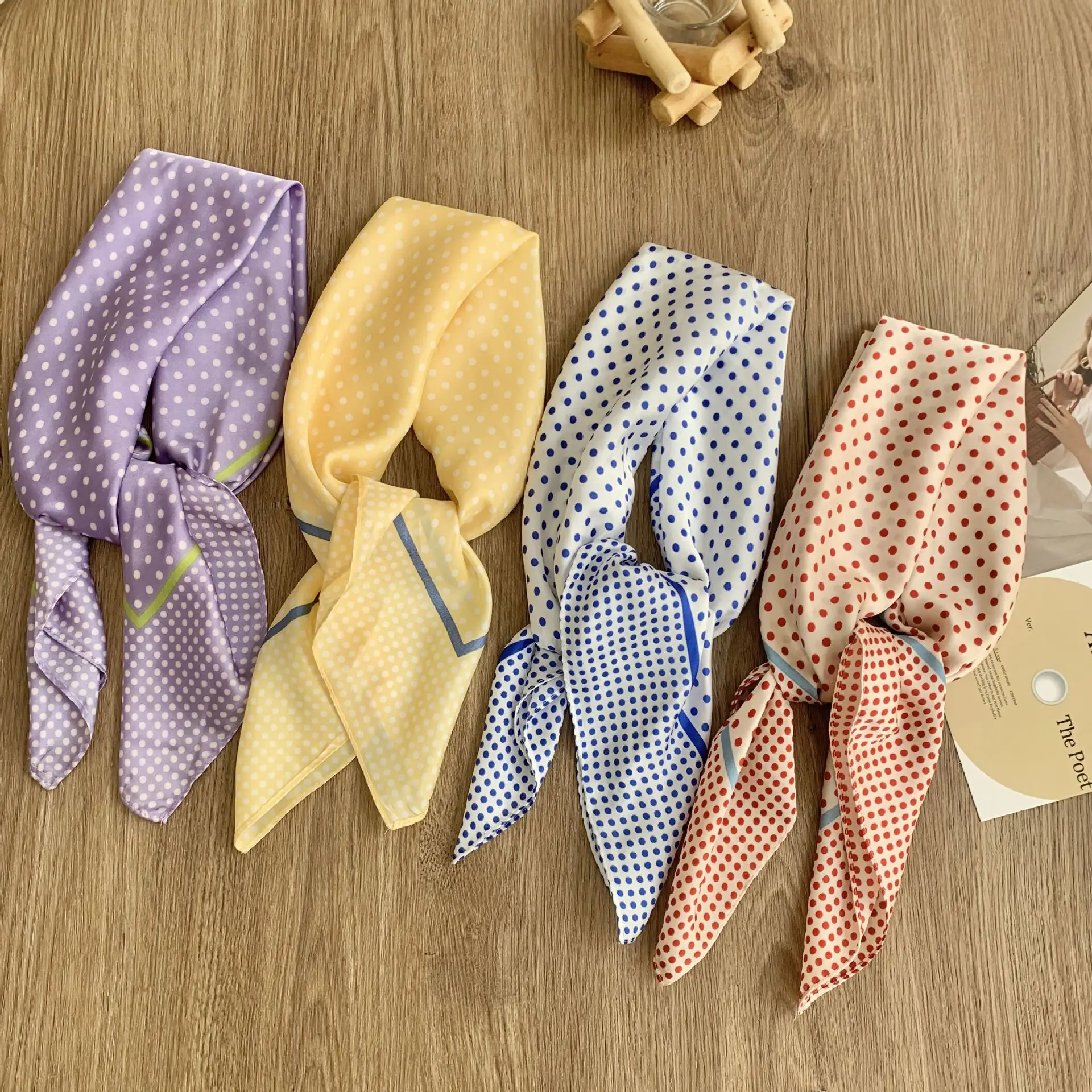 

70x70 Polka Dot Square Scarf for Women - Spring/Summer Versatile Sun Protection Neck Scarf Stylish Head Wrap