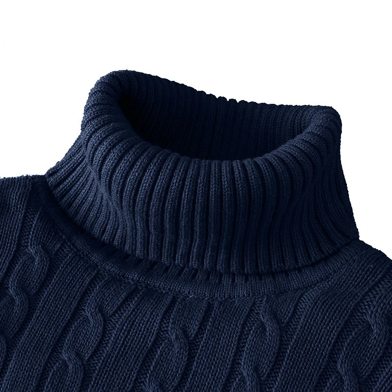 Autumn and Winter Men's Sweater Thin Elastic Fine Knitted Warm Top Versatile High Neck Solid Color Tight Fitting Pullover Top