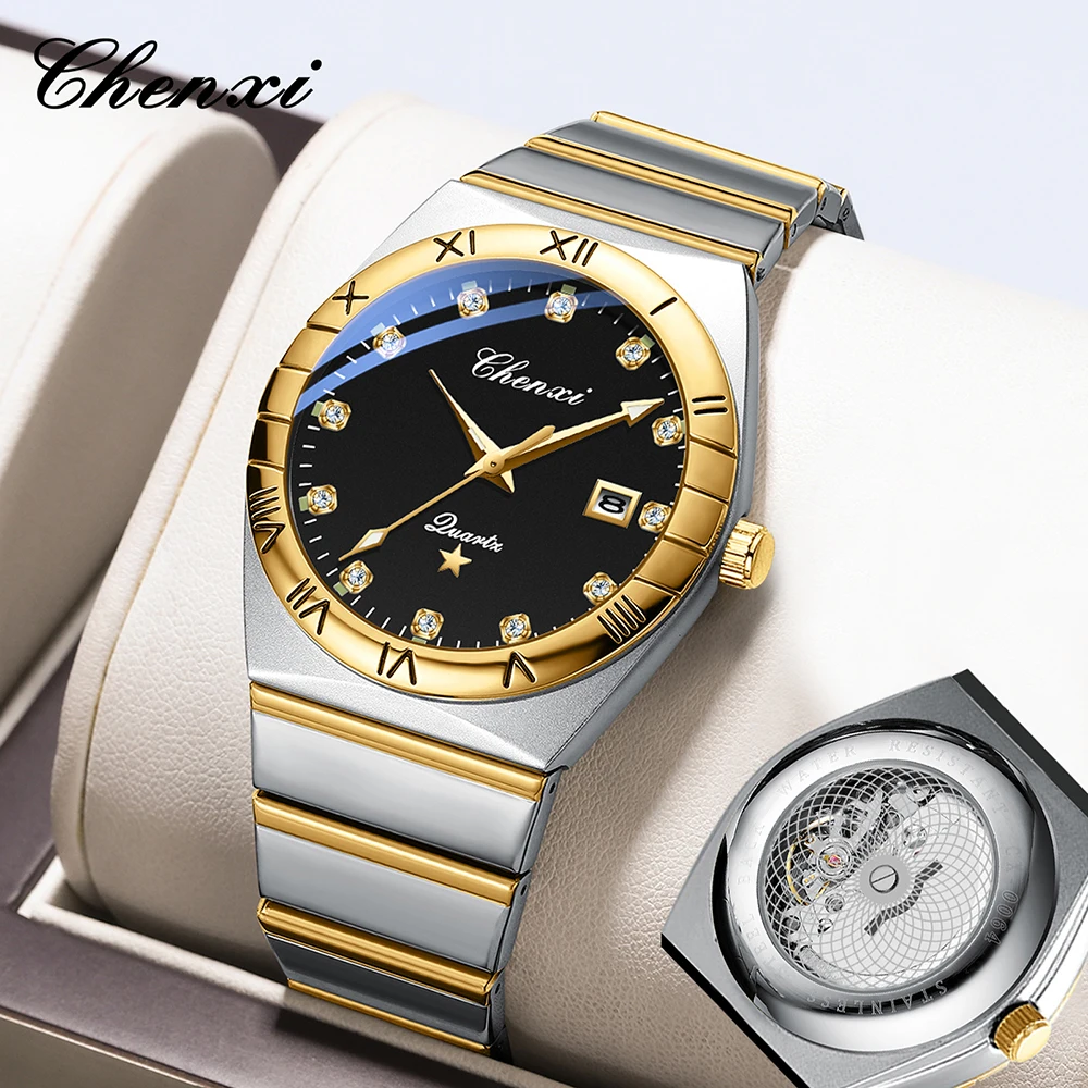 CHENXI Luxury Golden Men Watch Original Top Brand Waterproof Hollow Out Design Quartz Watches for Men New 2024 Male Wristwatch