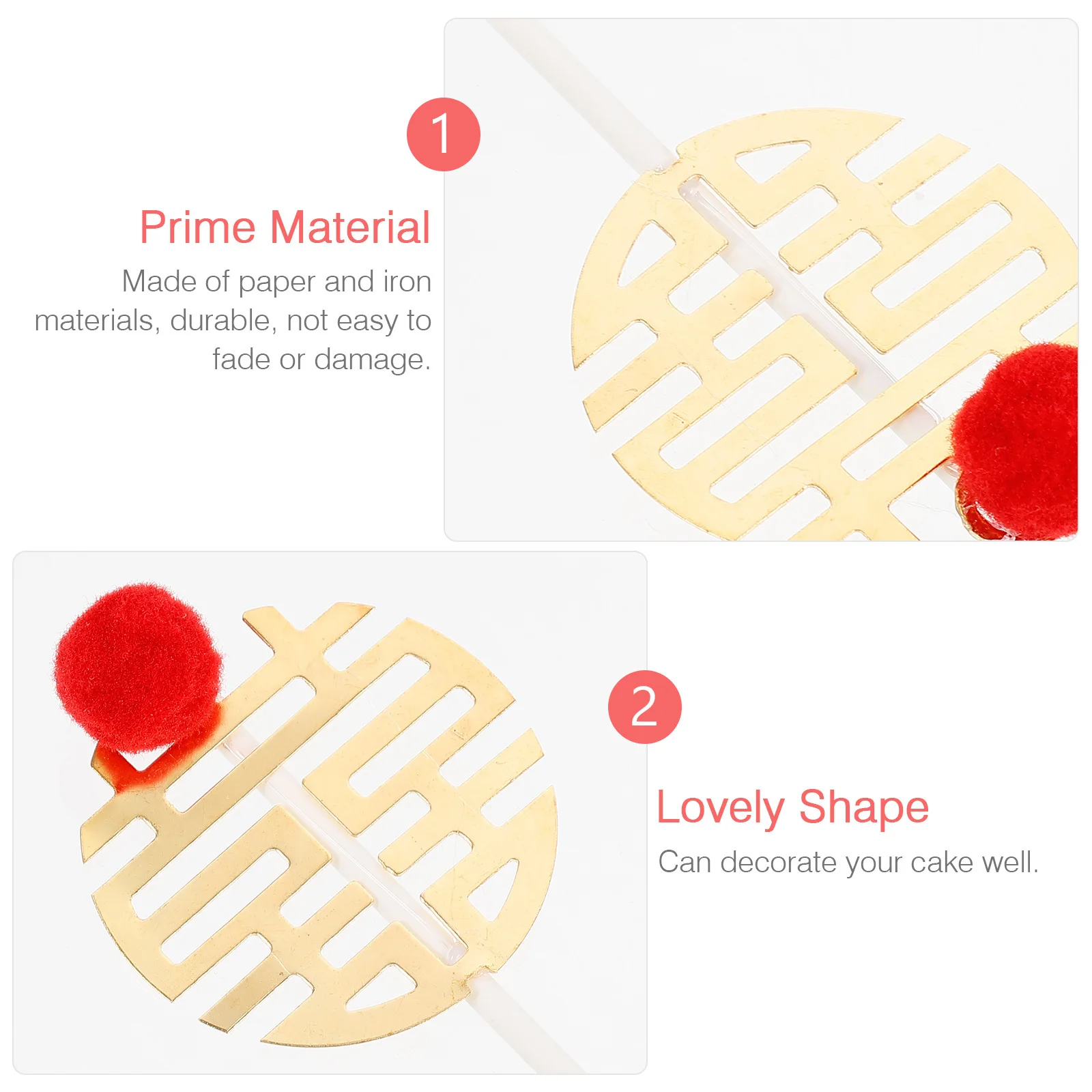 

30Pcs Double Happiness Cake Topper Safe Tasteless Chinese Wedding Cake Decoration Dessert Prop Party Supplies Baking Topper