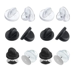 50pcs/Lot Black Rubber Brooch Pin Back Squeeze Badge Clasp Cap Keepers For DIY Jewelry Making Craft Replacements Accessories