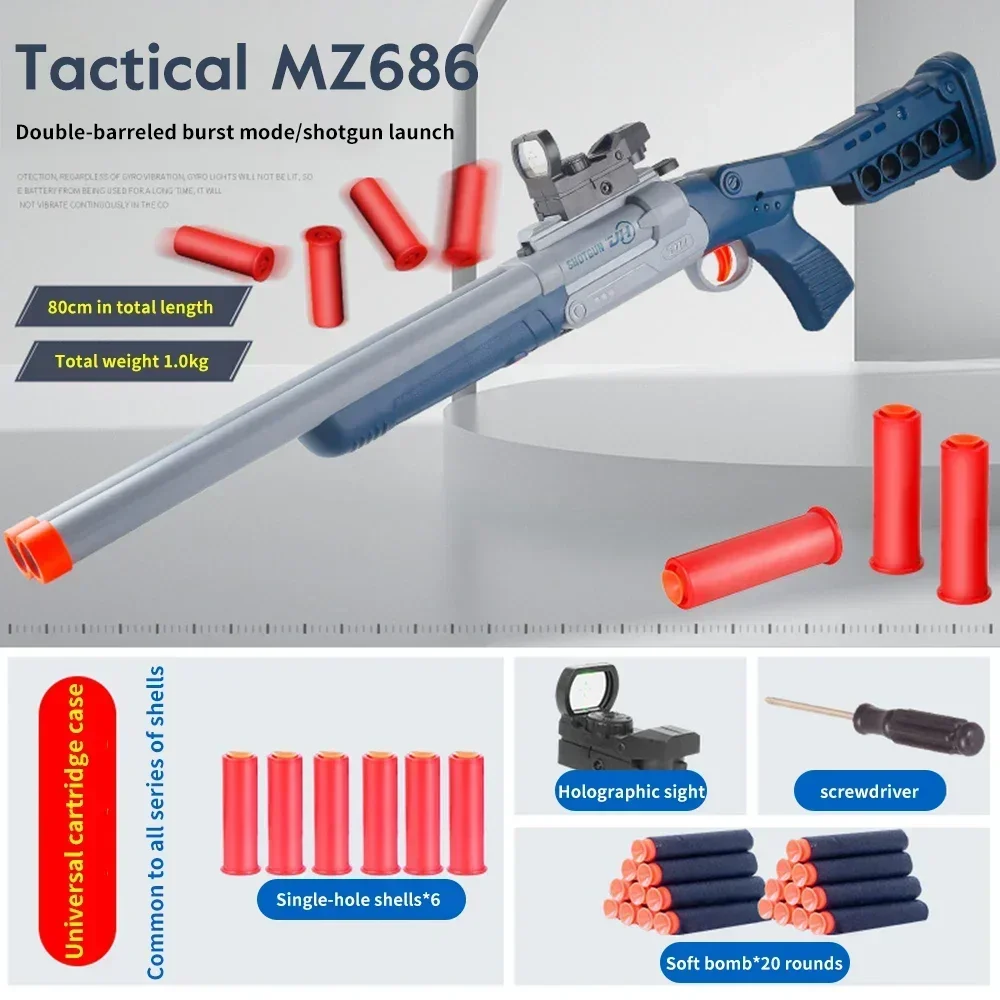 MZ686 Toy Gun Children'S Double-Barreled Burst Soft Bullet Gun Weapon For Shooting Toys For Boys Traumat Gun Machinegun Rifle