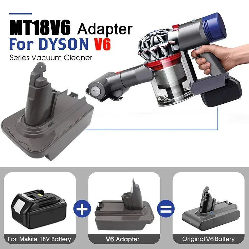 Li-ion Battery Adapter MT18V6 MIL18V6 DW20V6 For Makita BL1830 For Milwaukee For Dewalt Fit For Dyson V6 Series Vacuum Cleaner