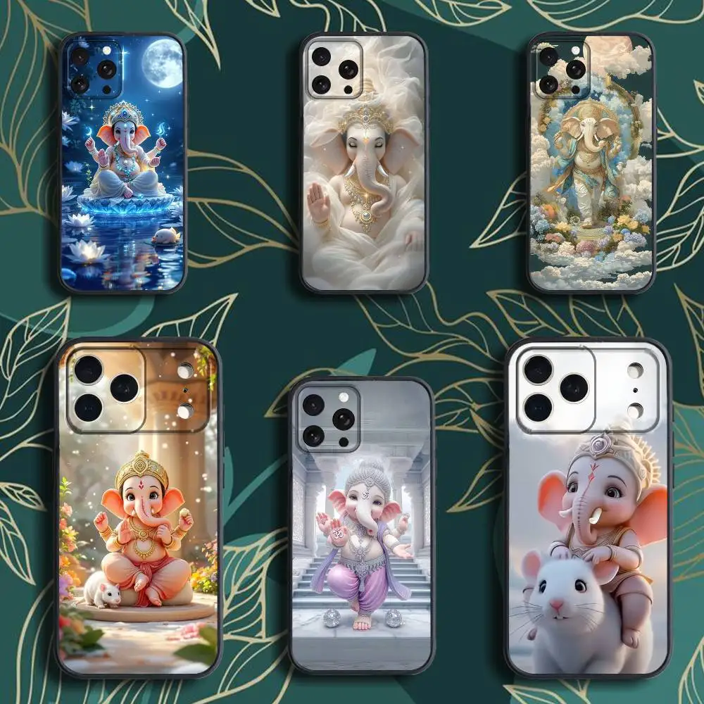 

Ganesh E-Elephant G-God Phone Case For iPhone 17,16,15,14,13,12,Pro,Max,Plus,E,SE4,Air,Mini Black Soft Box