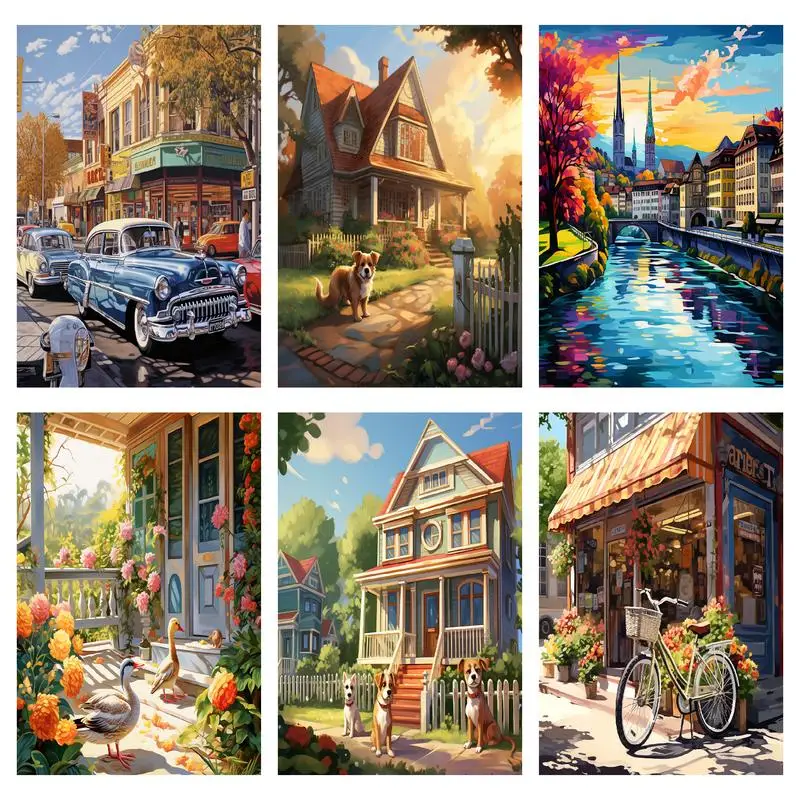 

RUOPOTY Painting By Number Adults New House Coloring For Adults Landscape Handicraft Handiwork Art Wall Decoration For Home