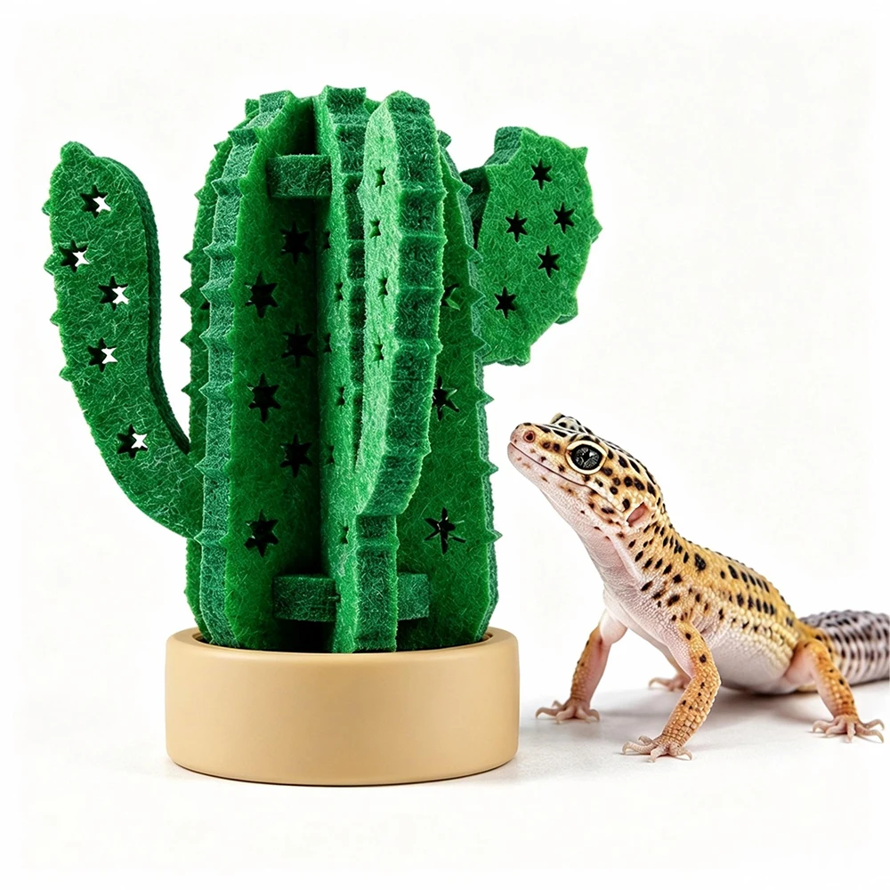 Cactus Reptile Humidifier Natural Evaporation No Power Terrarium Accessory for Tortoise Lizard Gecko Snake 3 Styles Green
