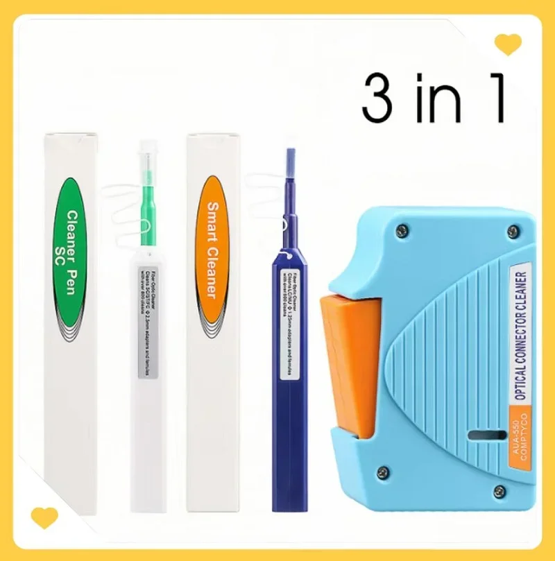 

FTTH Optical Fiber Cleaning Pen Tool, Optical Smart Cleaner, SC, ST, FC, 2.5mm, LC, MU, 1.25mm Adapters, Universal, 3 in 1