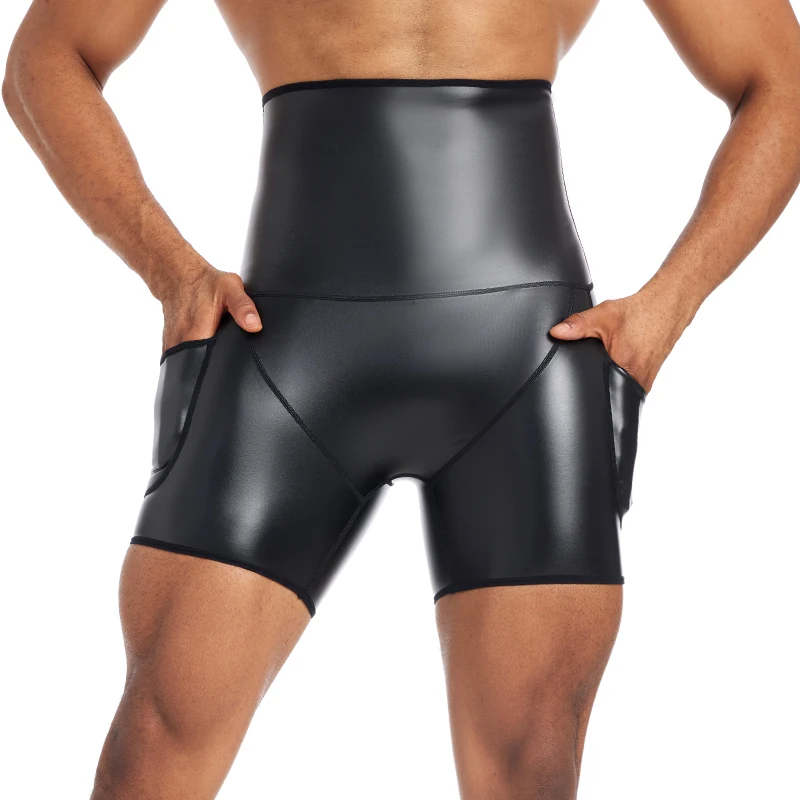 Waist Trainer Control Panties Compression Fitness Abdomen Shaper Shorts Black High Waist Slim Pockets Body Shapers Leather Pants