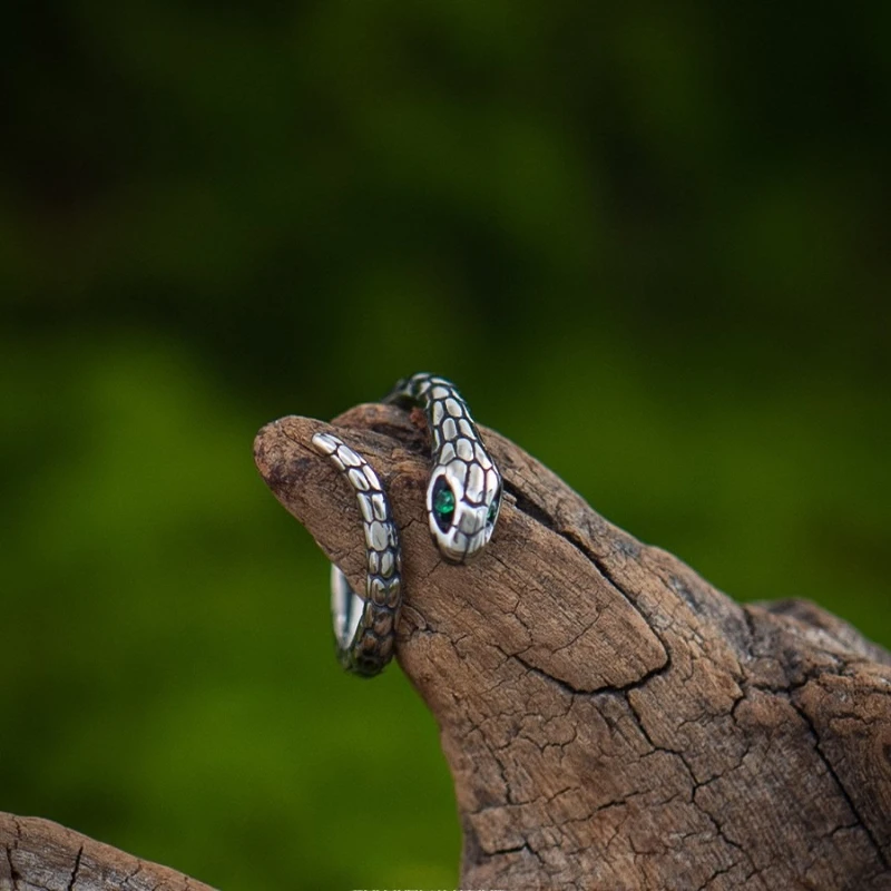 925 Sterling Silver Vintage Snake Shaped Ring Korean Version Fashionable Exquisite Jewelry Gift Elegant Finger Ring for Women