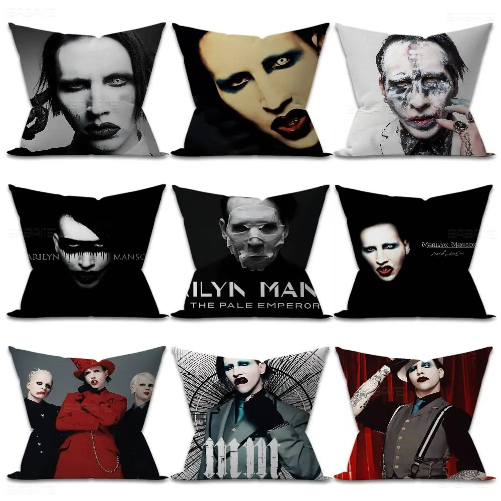 Rock Band M-Marilyn M-Manson Cushion Cover Pillowcase Upholstery Sofa Throw Pillow Home Decor Pillowcas