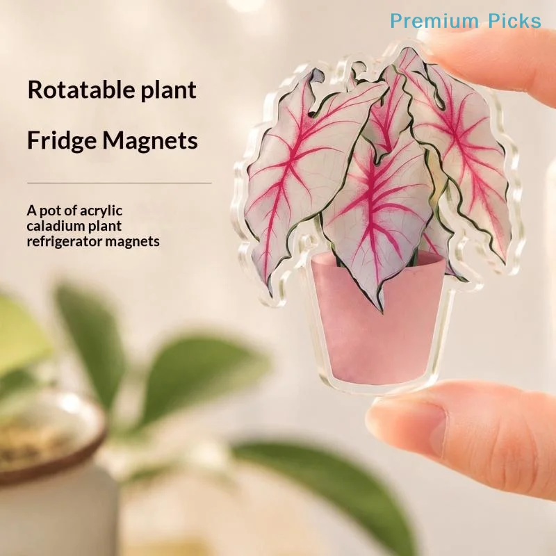 portableMini Rotatable Artificial Plant Fridge Magnets Creative Realistic Leaf Magnets for Refrigerator Photo Clip Home Decor