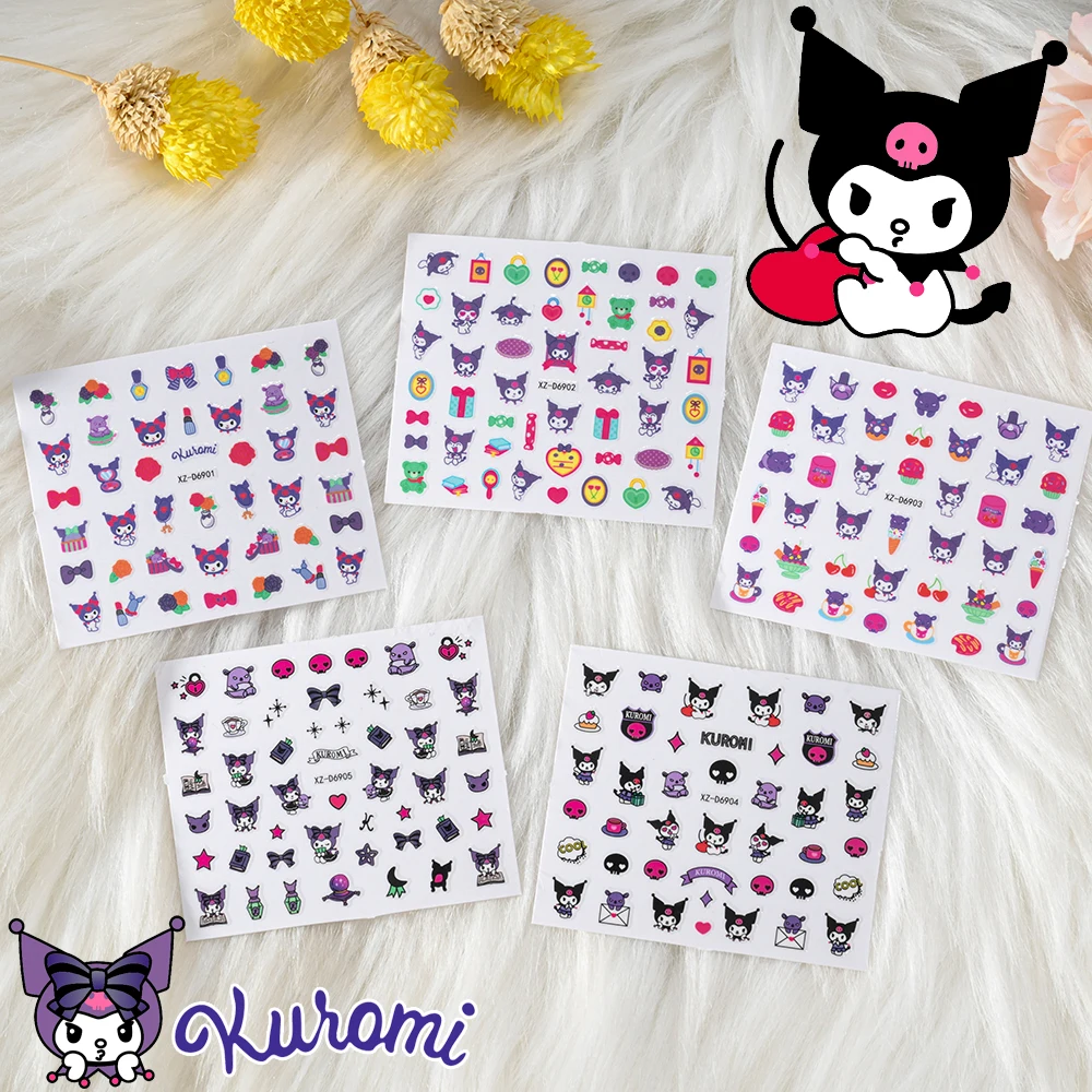 

5 шт./компл. 3D наклейки для ногтей с героями мультфильмов Kuromi My Melody Cinnamoroll аниме наклейки для ногтей дизайн маникюра DIY милые наклейки для ногтей обертка Декор