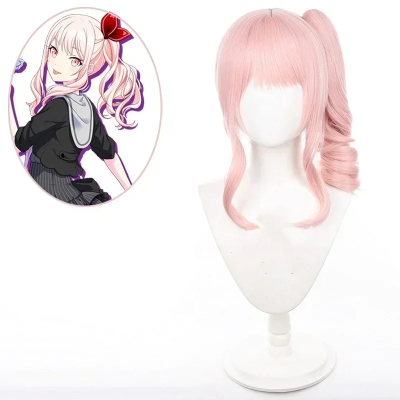 Project Sekai Game Cosplay 45cm Long Pink Akiyama Mizuki Wig Synthetic Anime Heat Resistant Ponytail Hair Wig