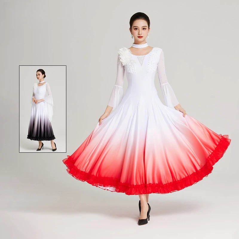 2025 New Women Ballroom Dance Dress Competition Dress Ballroom Waltz Standard Dance Dress Women Ballroom Party Stage Outfit