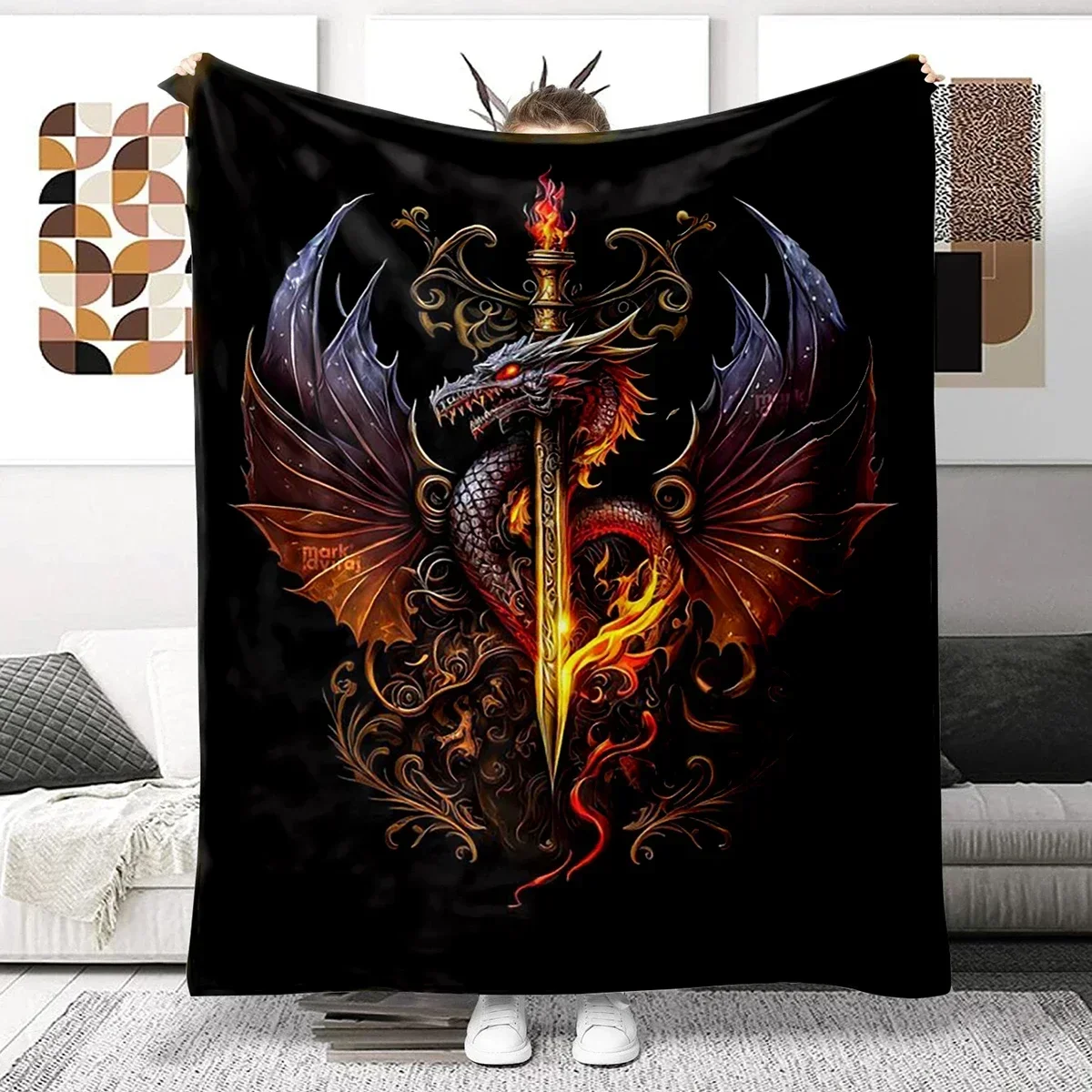 Animal Dragon Blanket Ultra Lightweight Soft Plush Flannel Throws Blanket for Sofa Bed Couch best Office Gifts