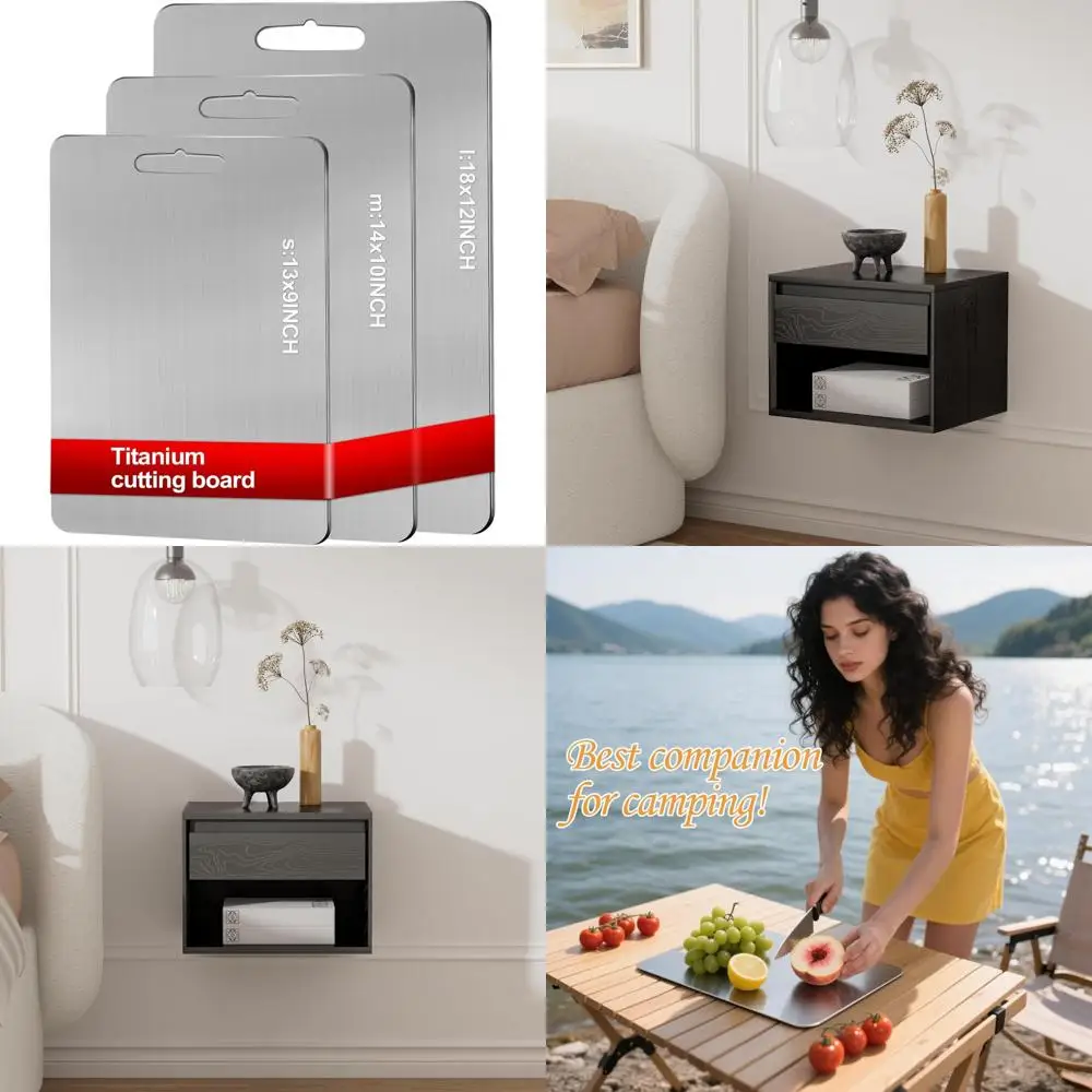 

Кухонные титановые разделочные доски — набор из 3 шт., 100% чистые разделочные доски класса 2025 года для легкой очистки и долговечности.