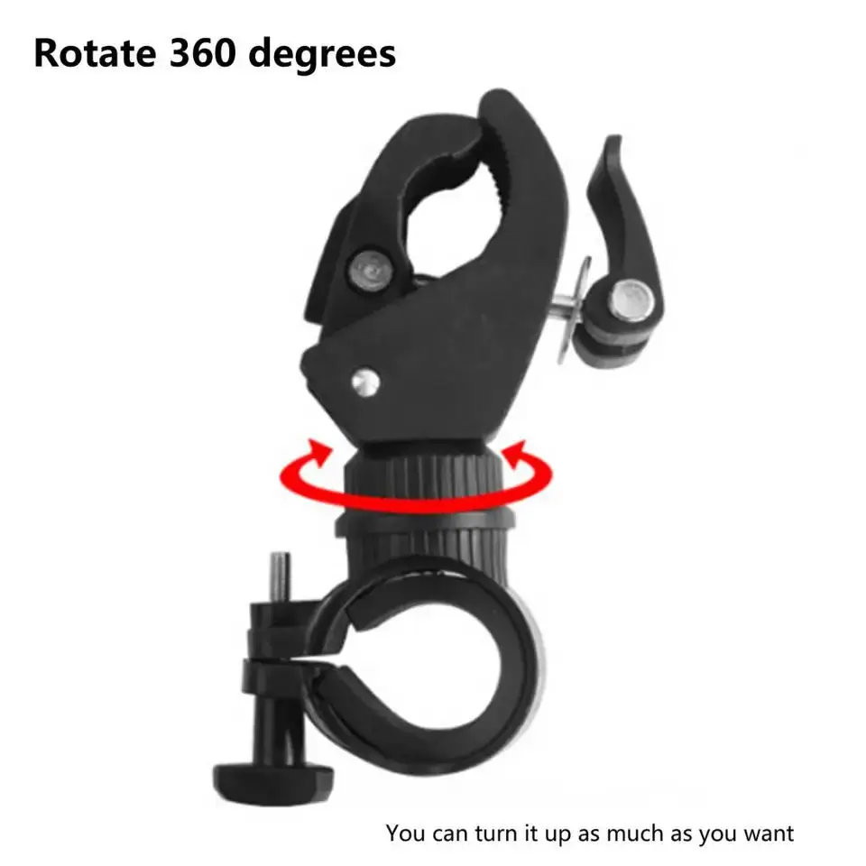 Bicycle Handlebar Flashlight Clip Holder Universal 360 Degree Rotating Bike LED Torch Mount Clamp Grip Bracket