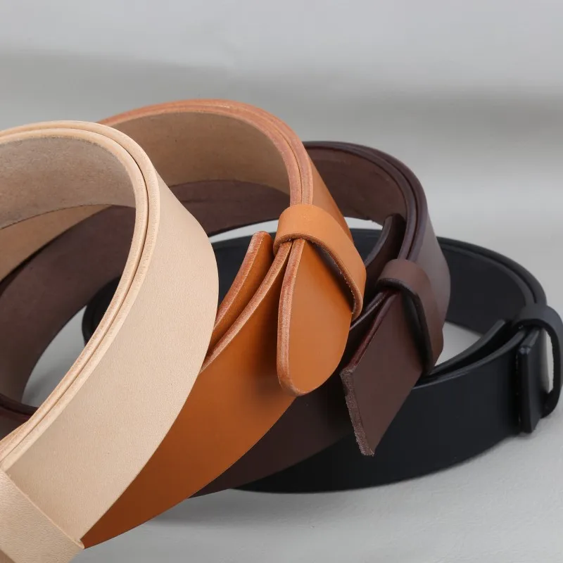 حزام جلد البقر الأصلي للرجال بإبزيم على الحدود السوداء مستورد من إيطاليا، حزام من جلد البقر بطبقة علوية، 304 من الفولاذ المقاوم للصدأ بدون أسنان #3