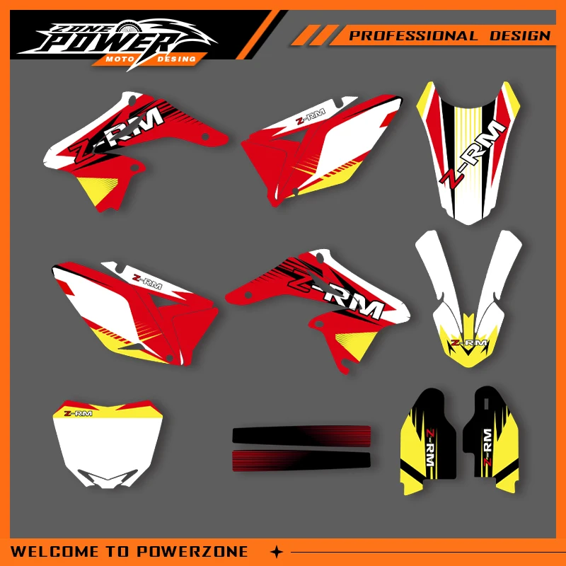 

POWERZONE Motocross Team Graphics Background Sticker Decal Kits For SUZUKI 2018-2010 RM-Z RMZ 250 RMZ250 Customized Number