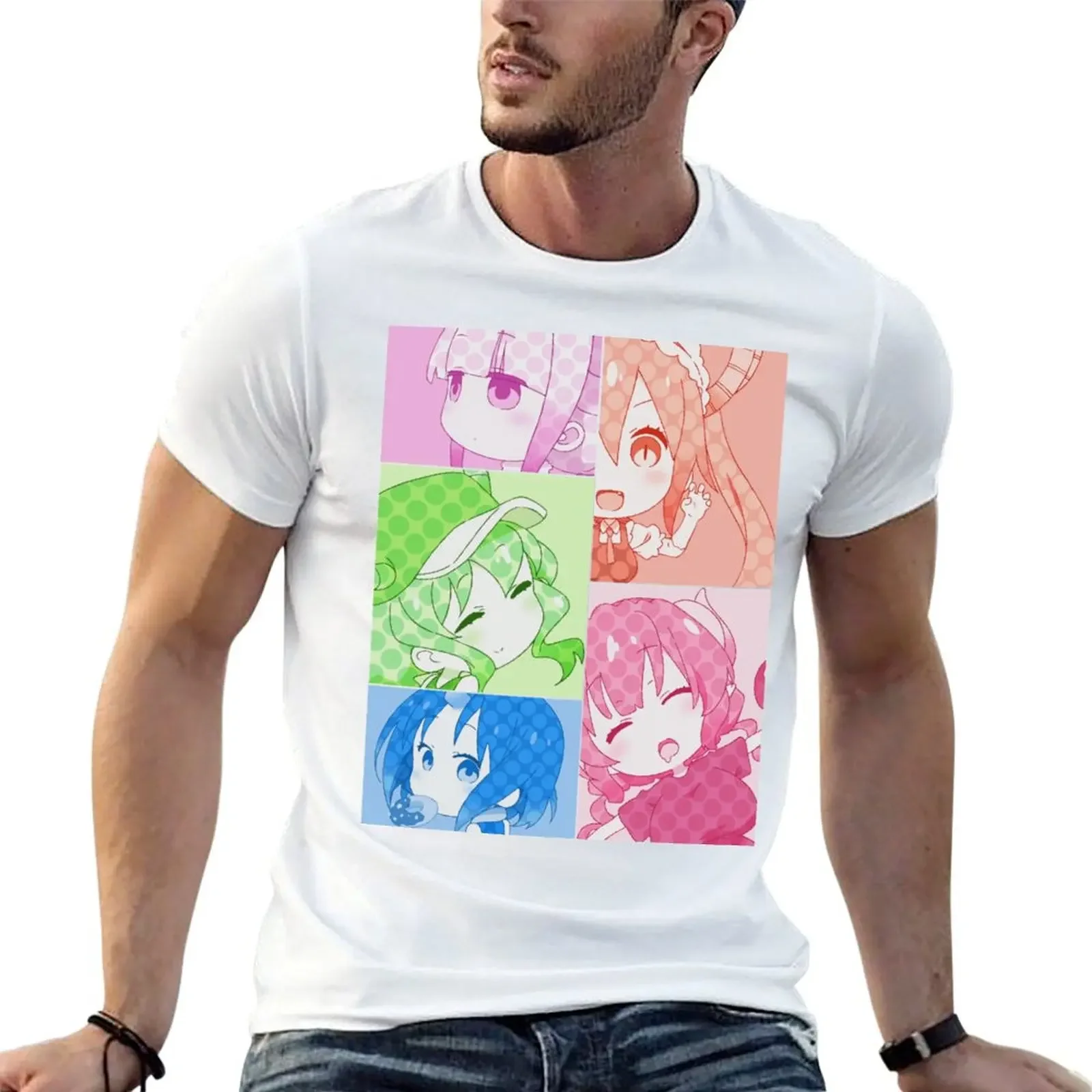 Tohru ilulu Kanna Lucoa Elma Dragon Maid Comic Style T-Shirt customizeds anime clothes men clothes