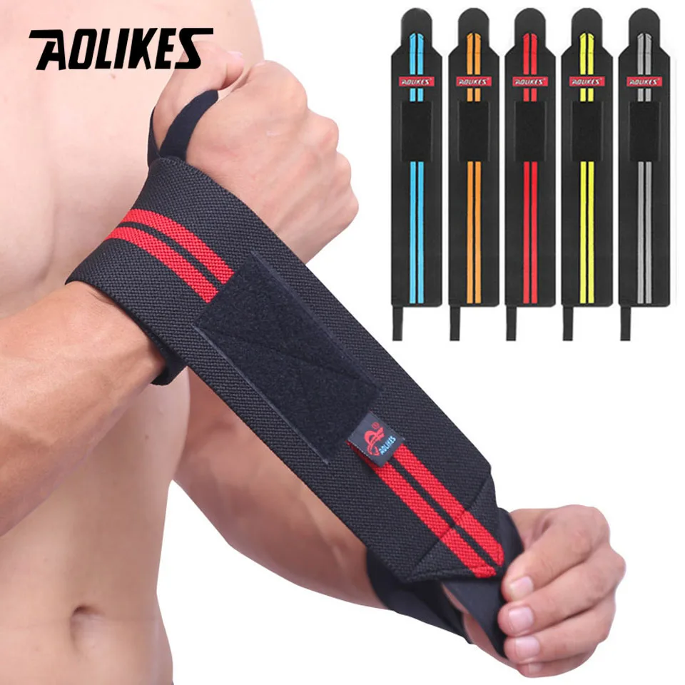 AOLIKES 1 Pair Wristband Wrist Support Brace Straps Extra Strength Weight Lifting Wrist Wraps Bandage Fitness Gym Training