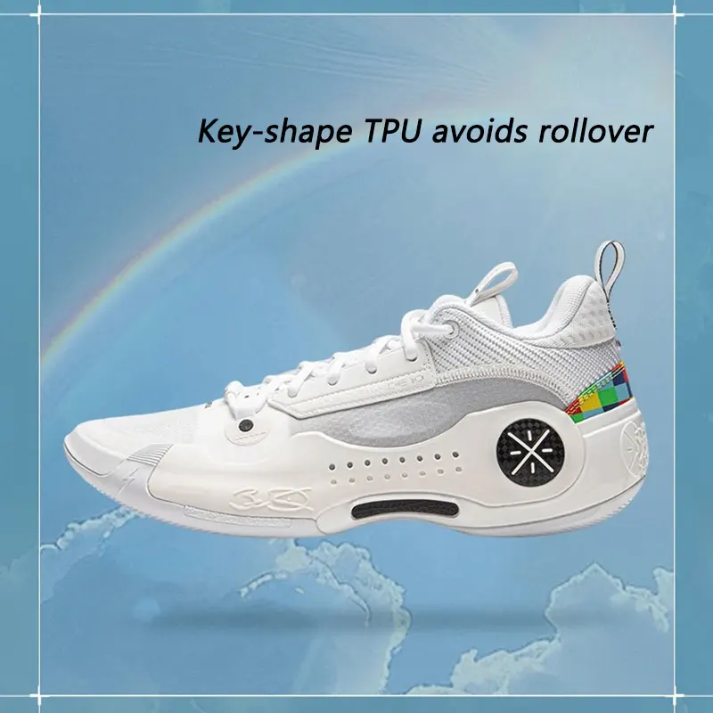 Li-Ning Männer WAY OF WADE 10 LOW RAINBOW Professionelle Basketballschuhe Carbonplatte Kissen Stützfutter WOW 10 Turnschuhe ABAS083