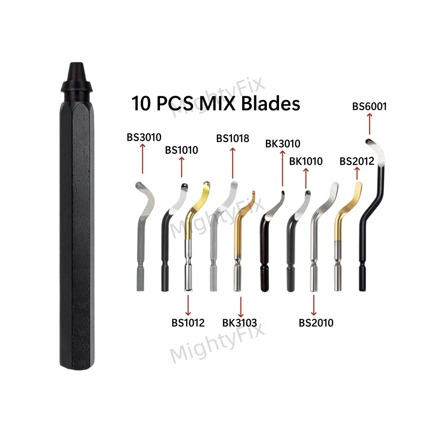 RB1000 Deburring Tool Kit Metal Handle with 10PCS Replacement Blades MIX Pack for Wood Plastic Aluminum Copper and Steel