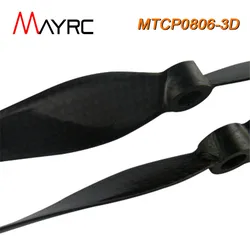 MAYRC 전체 블레이드 탄소 섬유 프로펠러, 센터 홀, RC 3D 비행 멀티 로터, 예비 부품 헬리콥터, 8x6 인치, 6mm, 1 쌍