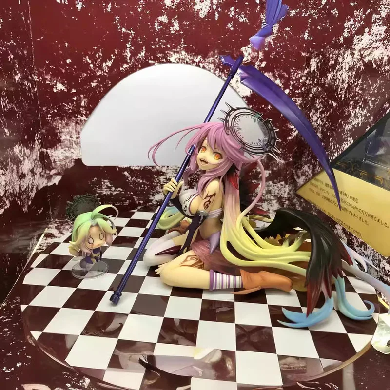 Hot 13/28cm Bandai No Game No Life Anime Figure Jibril Sitting Position Action Model Pvc Scene Ornaments Decorative Toys Gifts